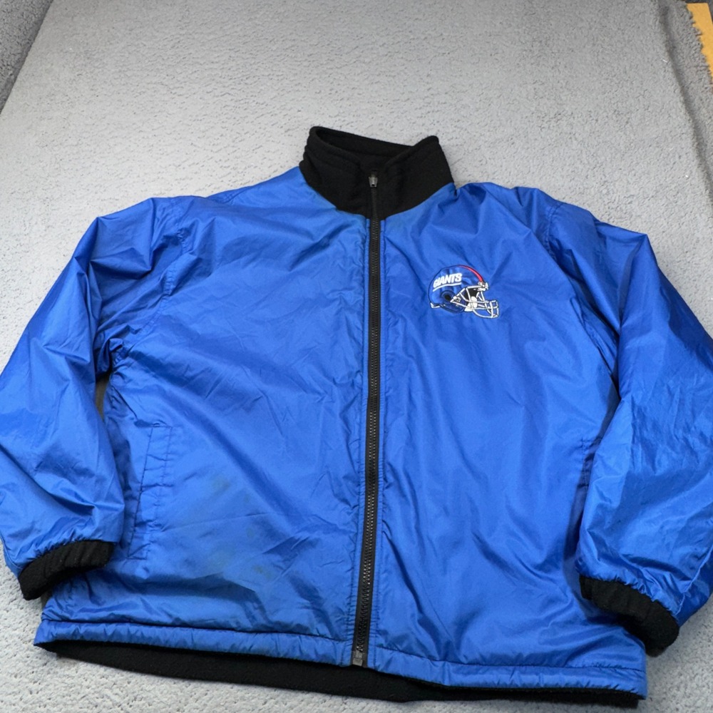 Vintage New York Giants Jacket Mens Large Black Reversible Fleece Pro Player 90s